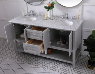 60 in. double sink bathroom vanity set in Grey