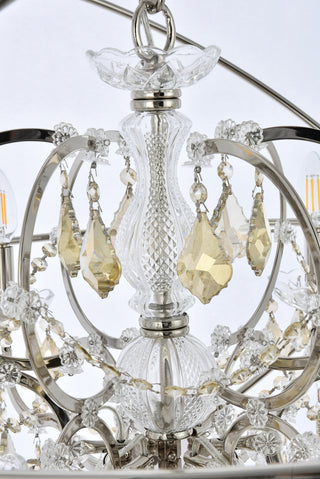 Geneva 6 light polished nickel Chandelier Golden Teak (Smoky) Royal Cut crystal