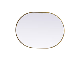 Metal Frame Oval Mirror 30x40 Inch in Brass