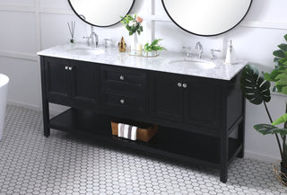 72 in. double sink bathroom vanity set in Black