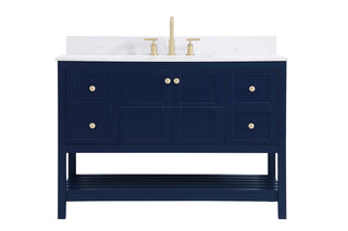 48 inch Single Bathroom Vanity in Blue with Backsplash
