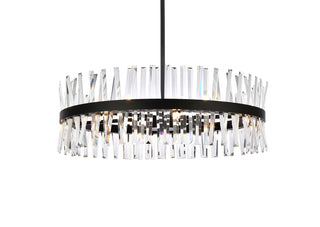 Serephina 36 inch crystal round chandelier light in black