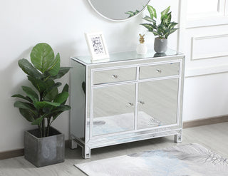 38 inch mirrored end table in white