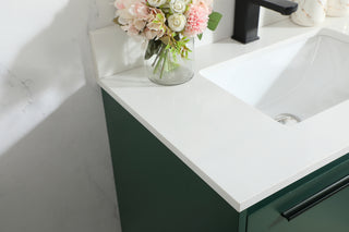 30 inch Single bathroom vanity in green with backsplash