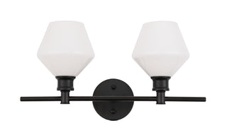 Gene 2 light Black and Frosted white glass Wall sconce