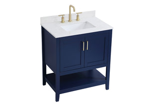 30 inch Single Bathroom Vanity in Blue with Backsplash