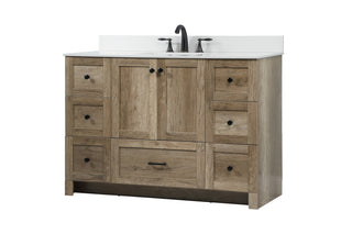 48 inch Single bathroom vanity in natural oak with backsplash