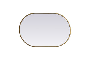 Metal Frame Oval Mirror 20x30 Inch in Brass