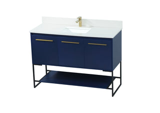 48 inch Single bathroom vanity in blue with backsplash