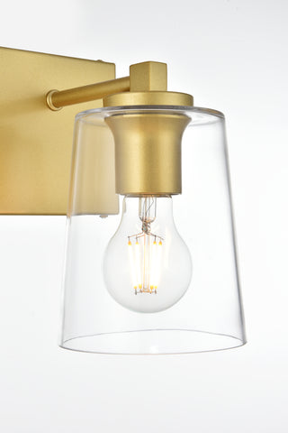 Kacey 1 light Brass and Clear Bath Sconce