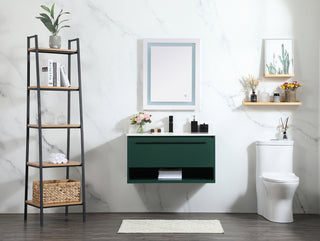 36 inch Single bathroom vanity in green with backsplash