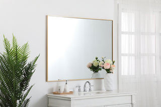 Metal frame rectangle mirror 36 inch in Brass