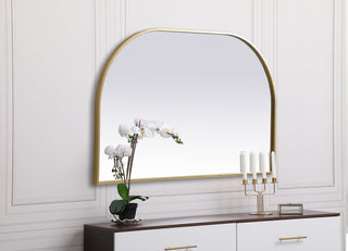 Metal Frame Arch Mirror 39x24 Inch in Brass