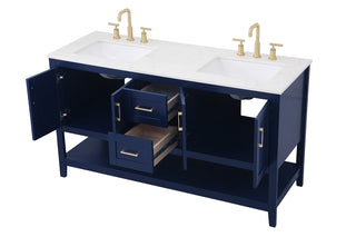 60 inch Double Bathroom Vanity in Blue