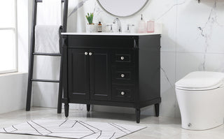 36 inch Single bathroom vanity in black with backsplash