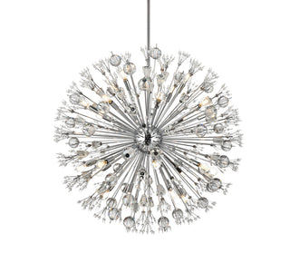 Vera 38 inch crystal starburst round pendant in chrome