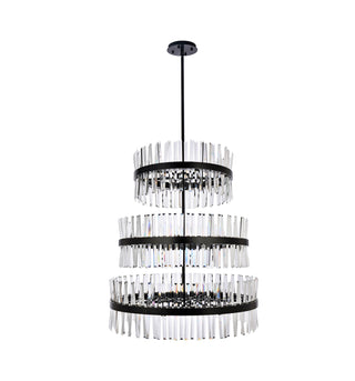 Serephina 36 inch 3 tiers crystal round chandelier light in black