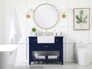 42 inch Single bathroom vanity in blue with backsplash