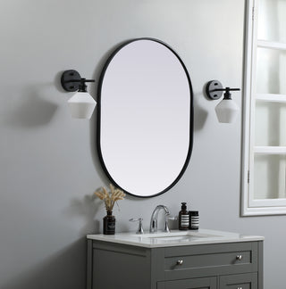 Metal Frame Oval Mirror 27x36 Inch in Black