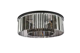 Sydney 10 light Matte Black Flush Mount Silver Shade (Grey) Royal Cut Crystal