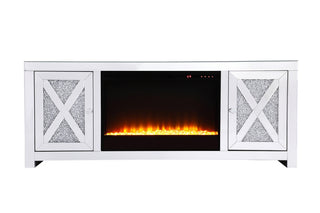 59 in.crystal mirrored TV stand with crystal insert fireplace 