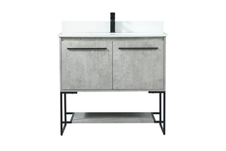 36 inch Single bathroom vanity in concrete grey with backsplash