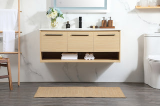 48 inch Single bathroom vanity in maple with backsplash