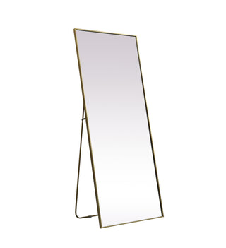 Metal Frame Rectangle Full Length Mirror 30x72 Inch in Brass