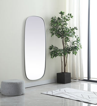 Metal Frame Oval Mirror 24x60 Inch in Silver