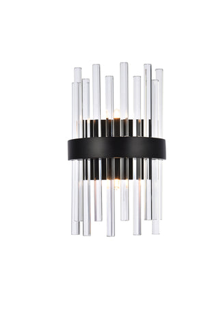 Dallas 8 inch crystal bath sconce in black