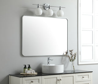 Soft corner metal rectangular mirror 30x40 inch in White