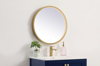 Pier 21 inch LED mirror with adjustable color temperature 3000K/4200K/6400K in brass