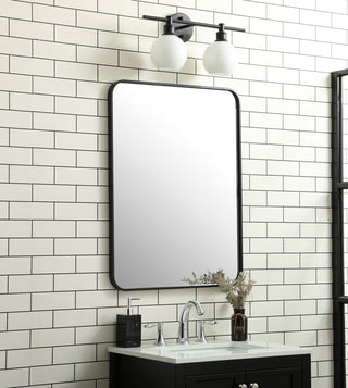 Soft corner metal rectangular mirror 24x32 inch in black