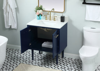 30 inch Single bathroom vanity in blue with backsplash