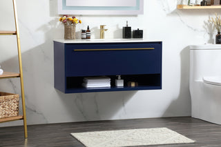 40 inch Single bathroom vanity in blue with backsplash