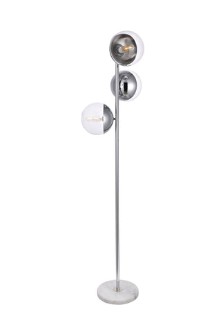 Eclipse 3 Lights Chrome Floor Lamp With Clear Glass