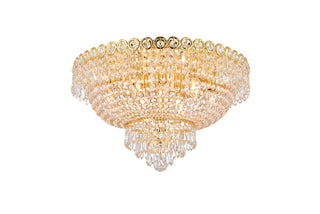 Century 9 light Gold Flush Mount Clear Royal Cut Crystal