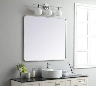 Soft corner metal rectangular mirror 36x40 inch in White