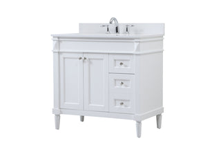 36 inch Single bathroom vanity in white with backsplash