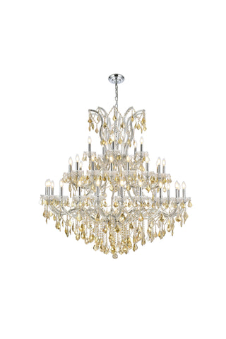 Maria Theresa 41 light Chrome Chandelier Golden Teak (Smoky) Royal Cut Crystal