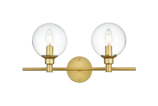 Jaelynn 2 light Brass and Clear Bath Sconce