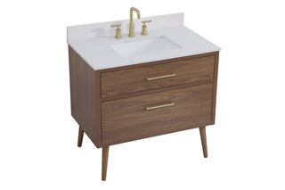 36 inch bathroom Vanity in Walnut Brown with Backsplash