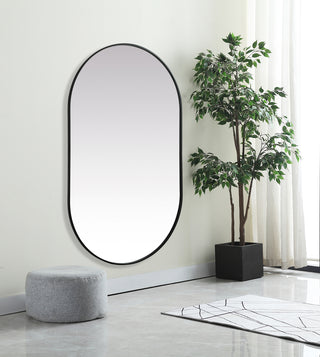 Metal Frame Oval Mirror 36x60 Inch in Black