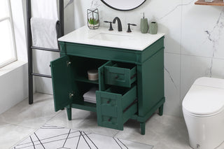 36 inch Single bathroom vanity in green