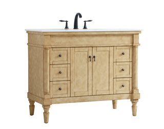 42 inch Single Bathroom vanity in Antique Beige with ivory white engineered marble