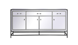 James 72 in. mirrored credenza in black