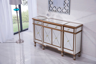 3 Drawer 4 Door Cabinet 60 in. x 14 in. x 36 in. in Gold Clear