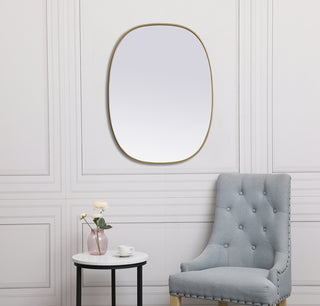 Metal Frame Oval Mirror 30x40 Inch in Brass