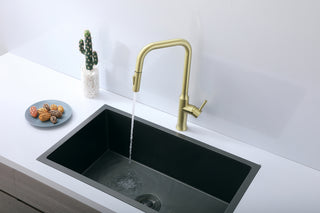 Noor Single Handle Pull Down Sprayer Kitchen Faucet in Brushed Gold