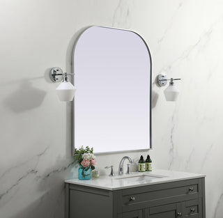 Metal Frame Arch Mirror 36x42 Inch in Silver